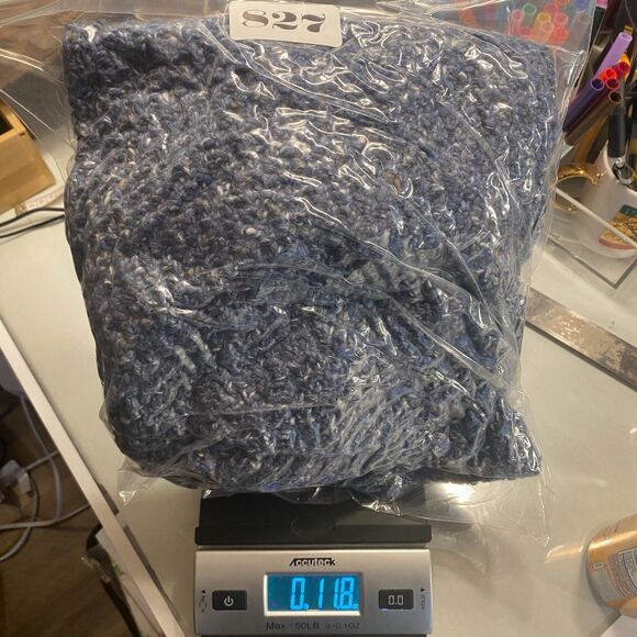 Handmade Cable Knit Shawl Collar Blue Speckled Yarn Cardigan Ribbed Sleeve Small - Picture 10 of 10